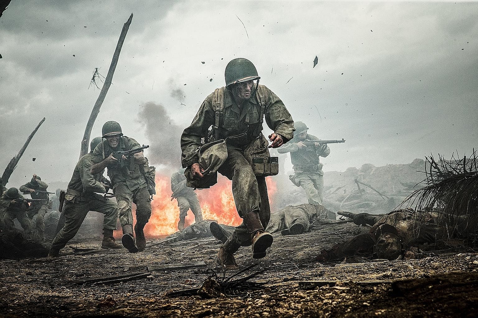 Andrew Garfield plays a soldier who refuses to bear arms in Hacksaw Ridge.