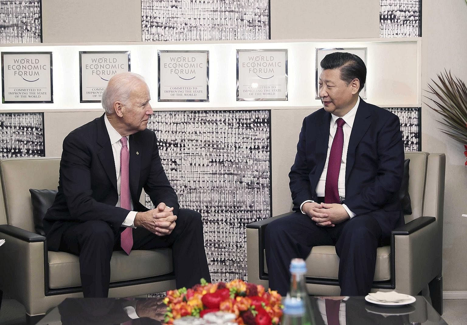 Mr Biden and Mr Xi meeting on the sidelines of the WEF in Davos. Mr Biden chose to deliver his last official speech in Davos, while Mr Xi was the first president from China to address the forum. Both men gave a robust defence of an open, liberal worl