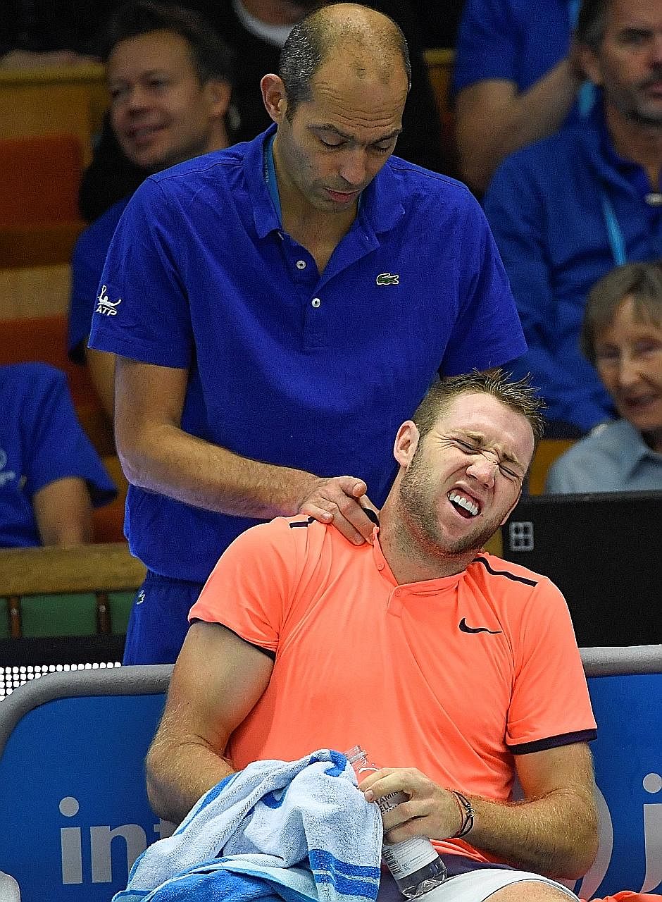 American tennis player Jack Sock getting a massage during a break in a match recently. Athletes massage their muscles not just to recover from exhaustion, but also to increase their flexibility.