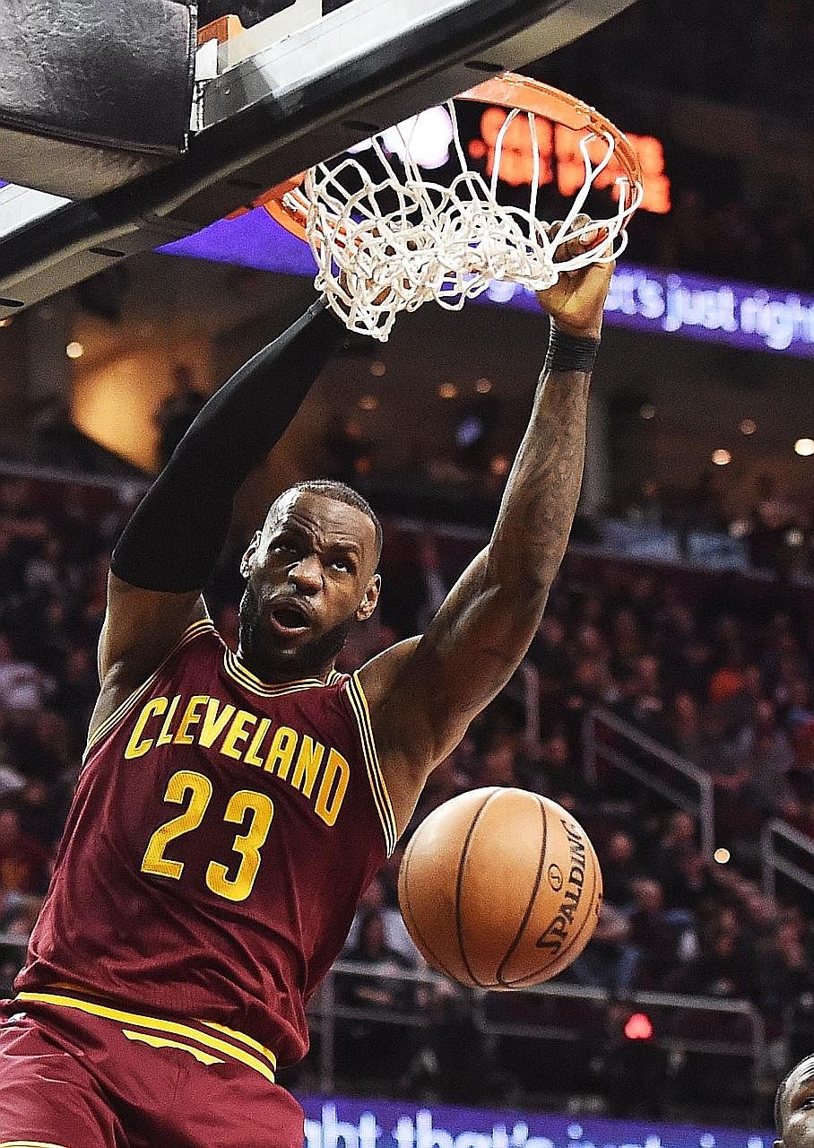 Cleveland Cavaliers forward LeBron James dunking the ball during the 125-97 victory against the Minnesota Timberwolves at Quicken Loans Arena on Wednesday. The reigning champions had an uncharacteristic 7-8 slump in January.