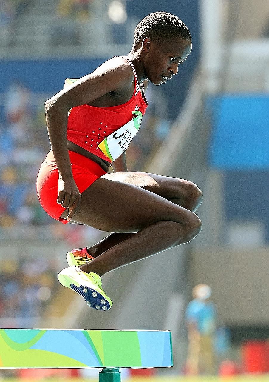 Ruth Jebet of Bahrain leaping her way to the gold medal in the women's 3,000m steeplechase at the Rio Olympics last year. Bahrain's first Olympic gold was delivered by Jebet, a Kenyan by birth. She switched her allegiance to the Arab state in 2013.