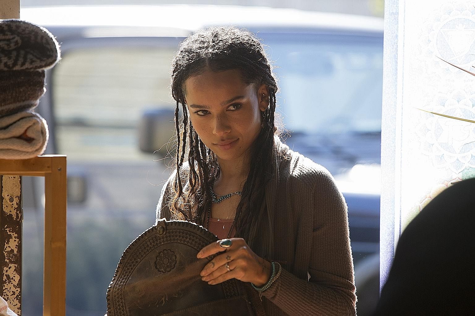 Zoe Kravitz (above) plays the young and hip Bonnie in Big Little Lies, while Timothy Olyphant is the husband of a flesh-eating woman (Drew Barrymore) in Santa Clarita Diet.