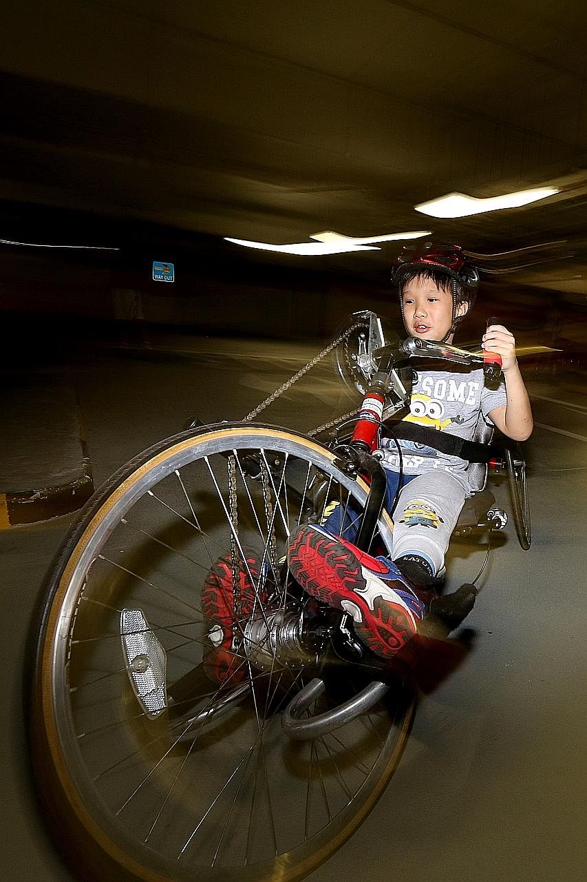 Despite having spina bifida and not being able to walk, Jeremiah Liauw will hand-cycle 25km later this month in Ride for Rainbows to raise funds for Club Rainbow, which serves children with chronic illnesses.