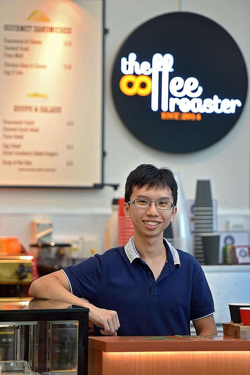 More than 300 customers, usually students and faculty, visit The Coffee Roaster at the National University of Singapore every day. The cafe, a business set up by Mr Ang Swee Heng (below) and his mother, moved to NUS' Block AS8 last August after it st