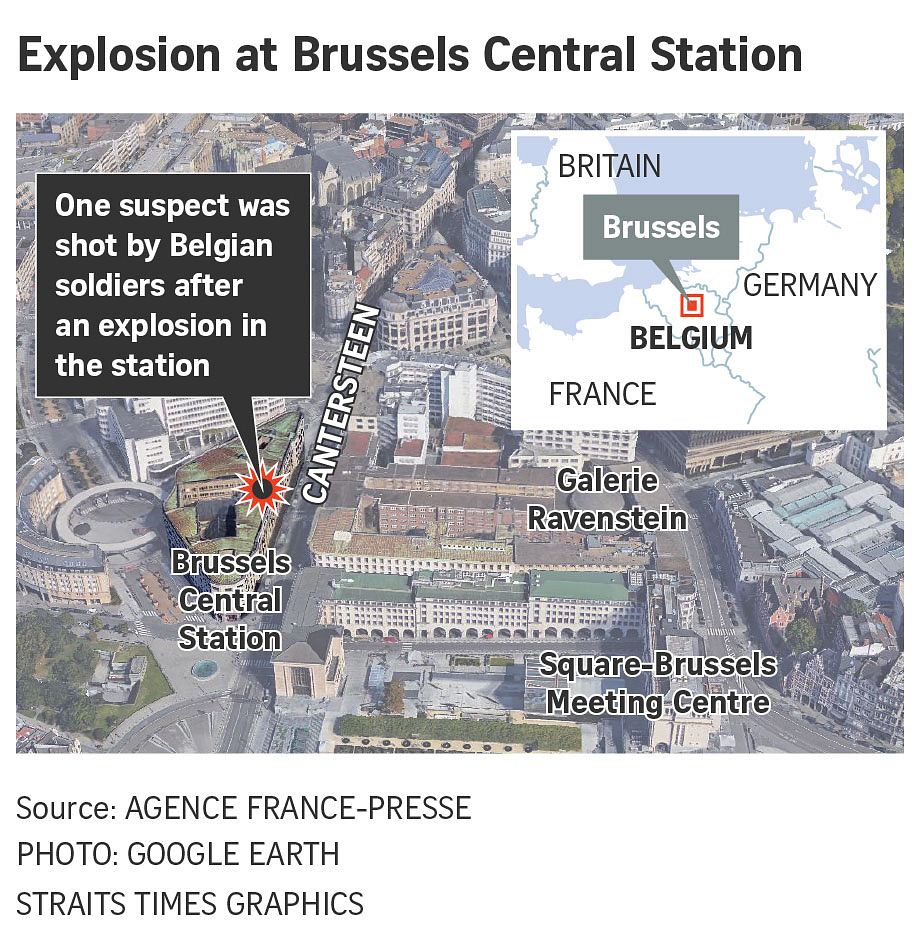 Brussels Bomber Had ISIS Sympathies The Straits Times   170621 Brussels Station Attack Online 