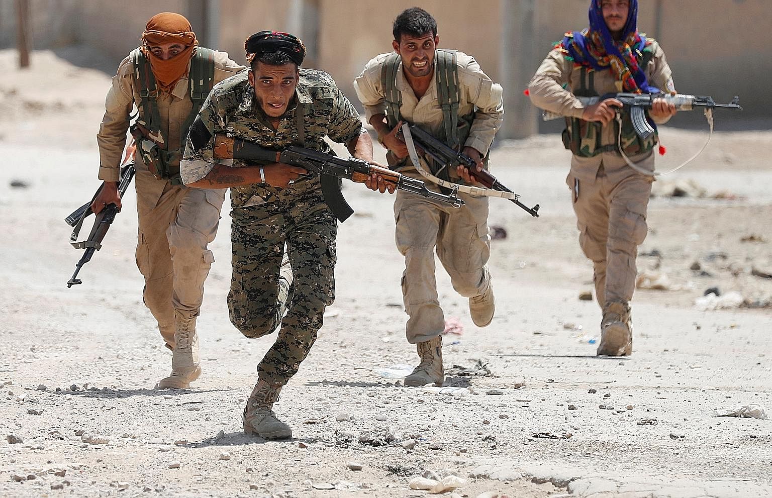 The liberation of Raqqa, Syria, is largely conducted by the Syrian Democratic Forces, a coalition of various pro-Western militia in which ethnic Kurds drawn from the People's Protection Units predominate.
