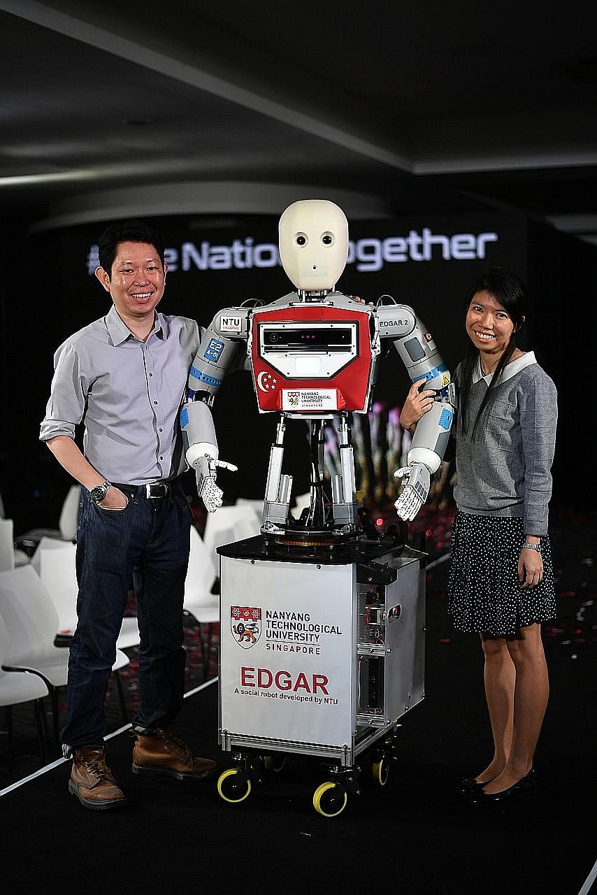 Edgar was "born" in Nanyang Technological University three years ago, and was programmed by Dr Wong Choon Yue and NTU research associate Pang Wee Ching to express the wish to perform at an NDP.