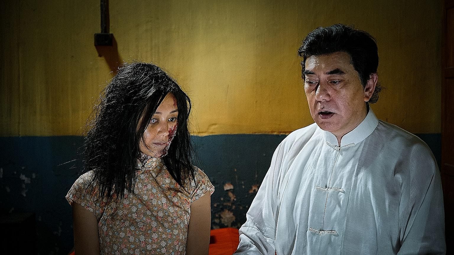 Above: The Sleep Curse stars Anthony Wong as a sleep researcher and Michelle Wai as a sex slave.