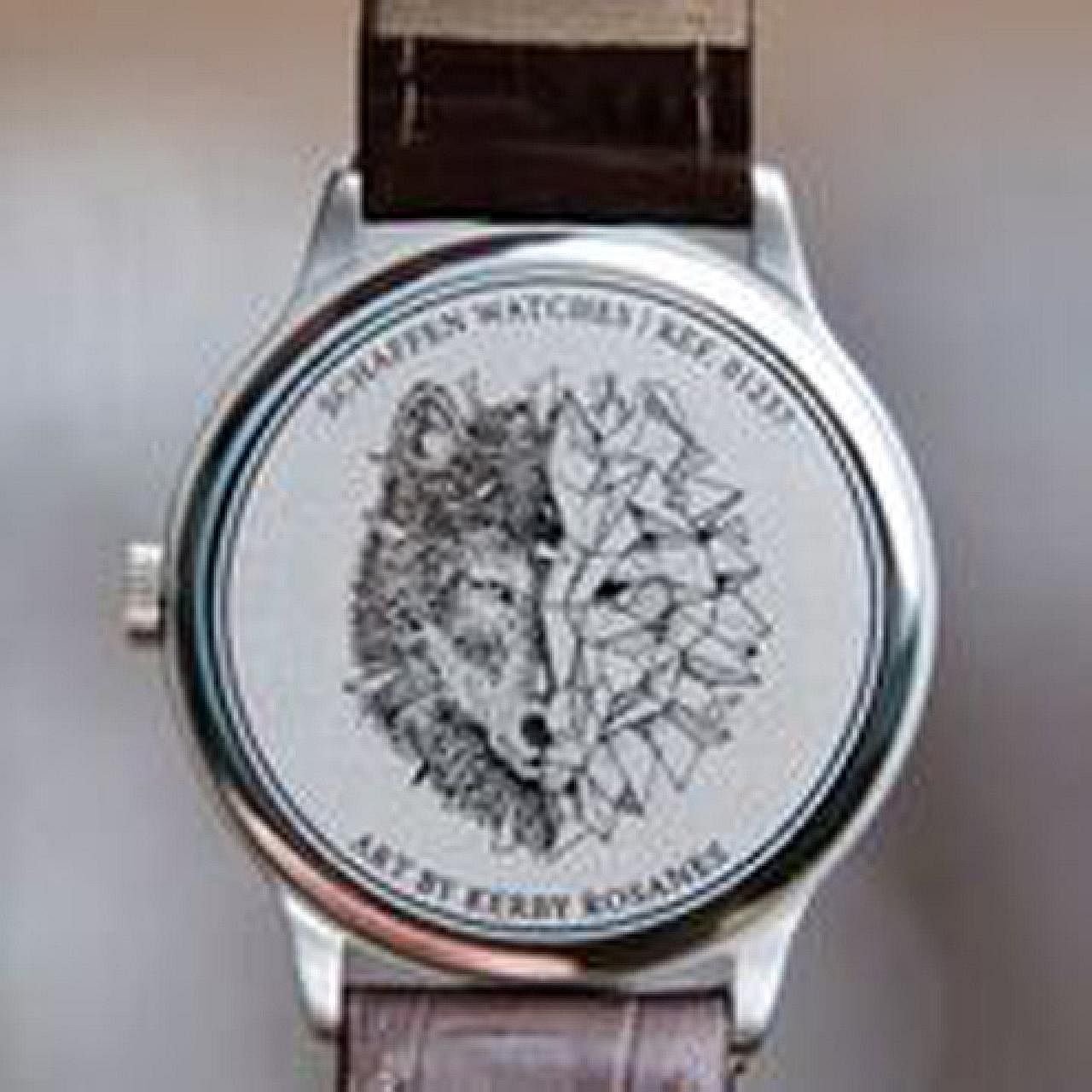 Mr Jonathan Han (right) and his elder brother Nicholas (far right) are behind Schaffen watches (above), whose designs include one with an illustration by artist Kerby Rosanes on the backcase (left).