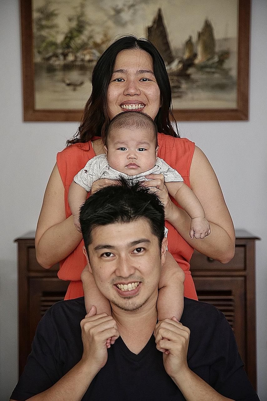 Ms Amelia Yap, seen here with husband Sam Wong and Xavier, struggled with infertility for several years.