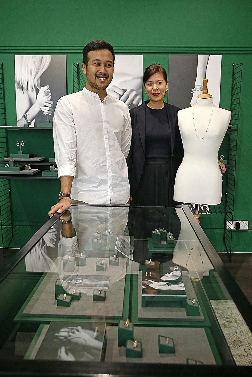 Gen.K Jewelry founder Genevie Yeo designs her own jade pieces, which are decorated with silver and gold as well as details inspired by flora and fauna such as bees, honeycomb patterns and ladybugs. Rachael Leong's (above) brand Lucy & Mui offers diam