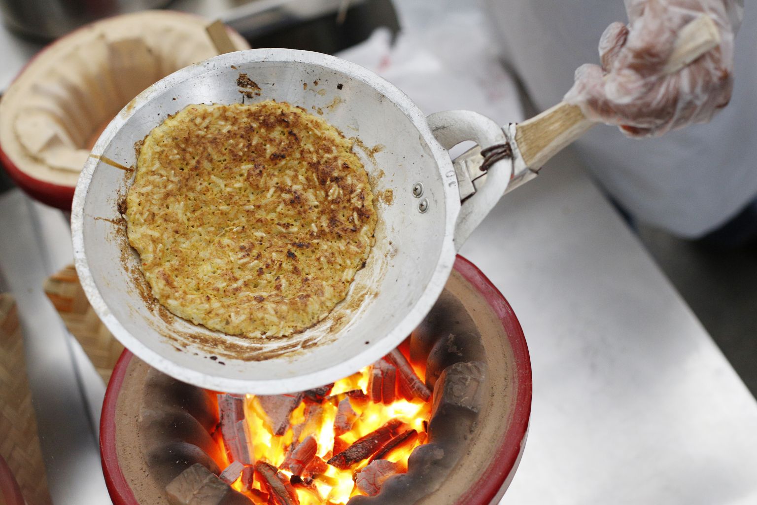 Kerak telor, an Indonesian spicy omelet. 
