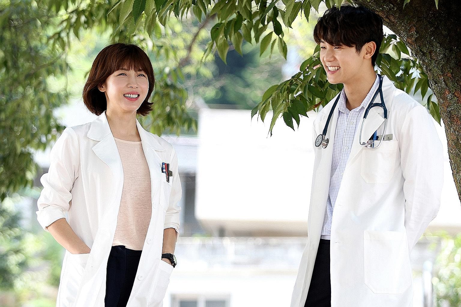 Actress Ha Ji Won and actor Kang Min Hyuk (both above) are doctors on board a vessel in Hospital Ship.