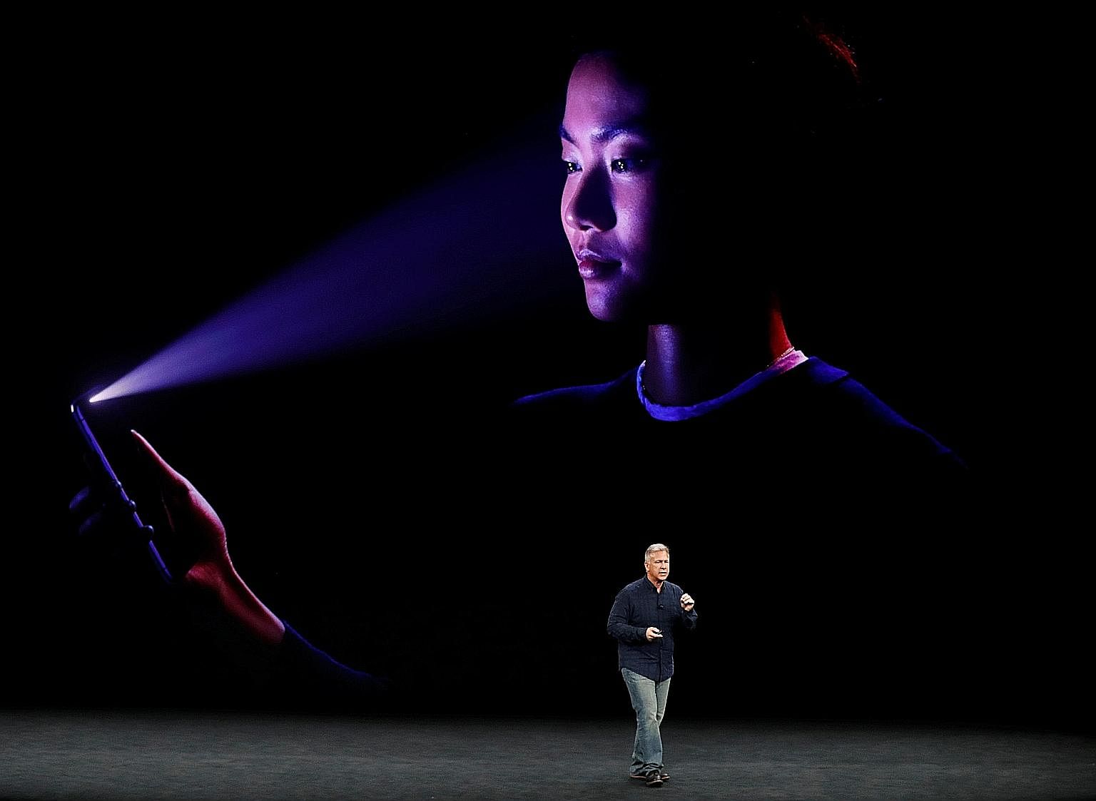Mr Philip Schiller, Apple's senior vice-president of worldwide marketing, introducing the iPhone X at a launch event in Cupertino, California, on Tuesday.