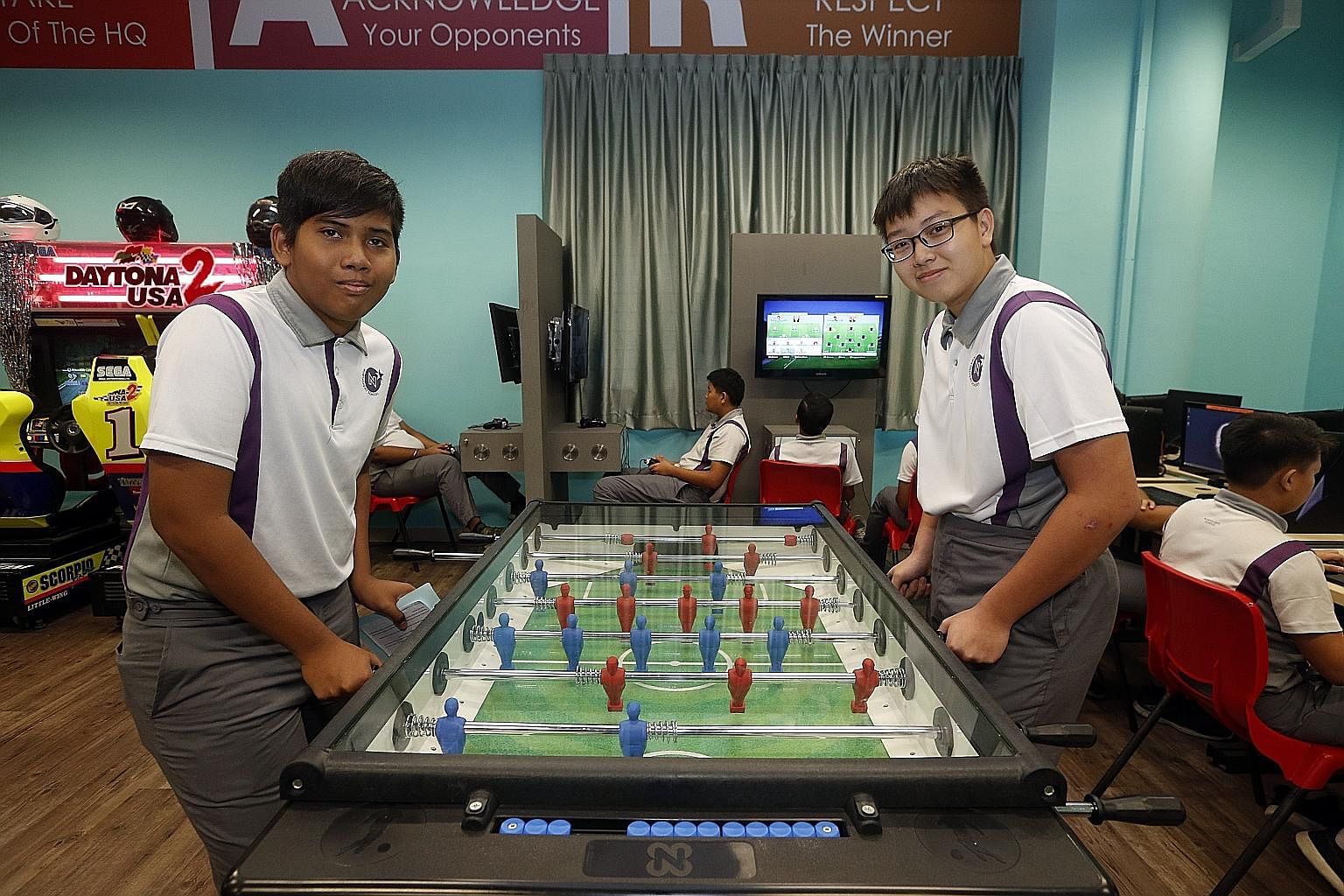 Singapore Children's Society's Project Cabin, which students have named "Games HQ", has Daytona arcade machines and Xbox games, a pool table and computers.