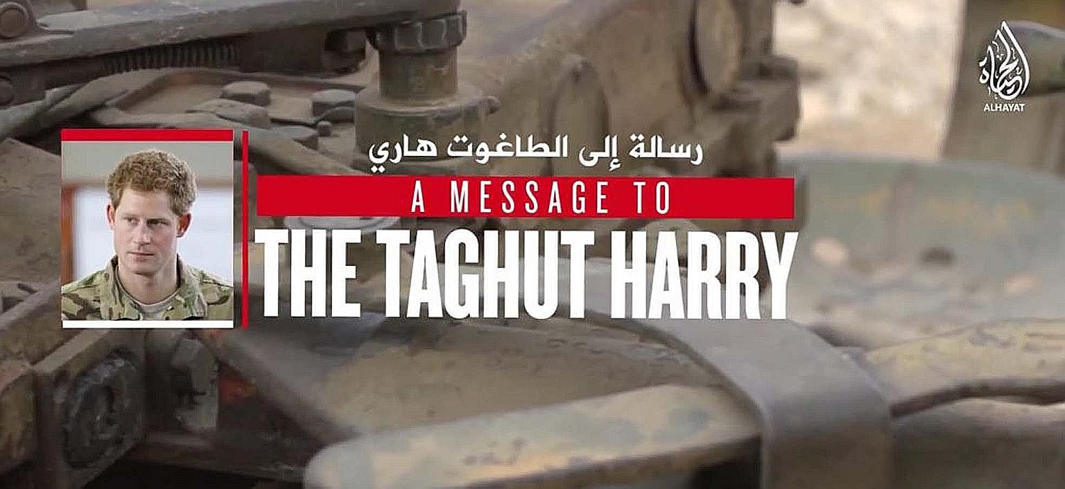 A screenshot of a video posted on social media purporting to show Singaporean Megat Shahdan Abdul Samad urging Britain's Prince Harry to fight ISIS terrorists like him.