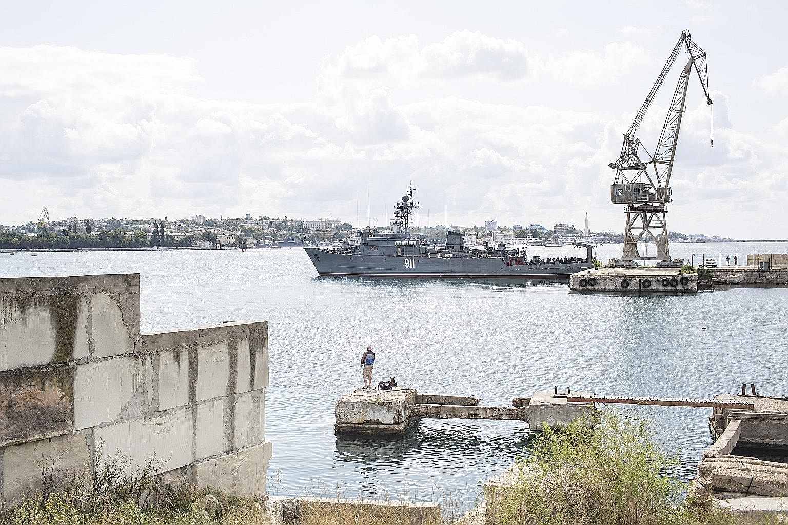 A Russian Navy vessel in the port city of Sevastopol in Crimea. Annexed by the Russian Empire in 1783, the territory became part of Ukraine in 1954. In the eyes of many Russians, President Vlamimir Putin proclaimed his readiness to stand up to the We