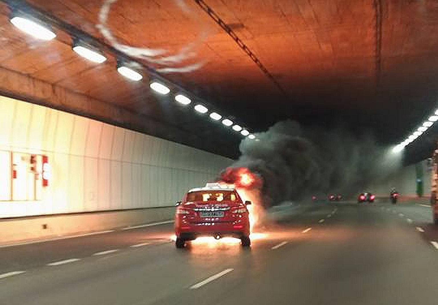 A taxi caught fire in the KPE tunnel in August, triggering an evacuation. A new water-mist fire-fighting system will be installed by 2022.