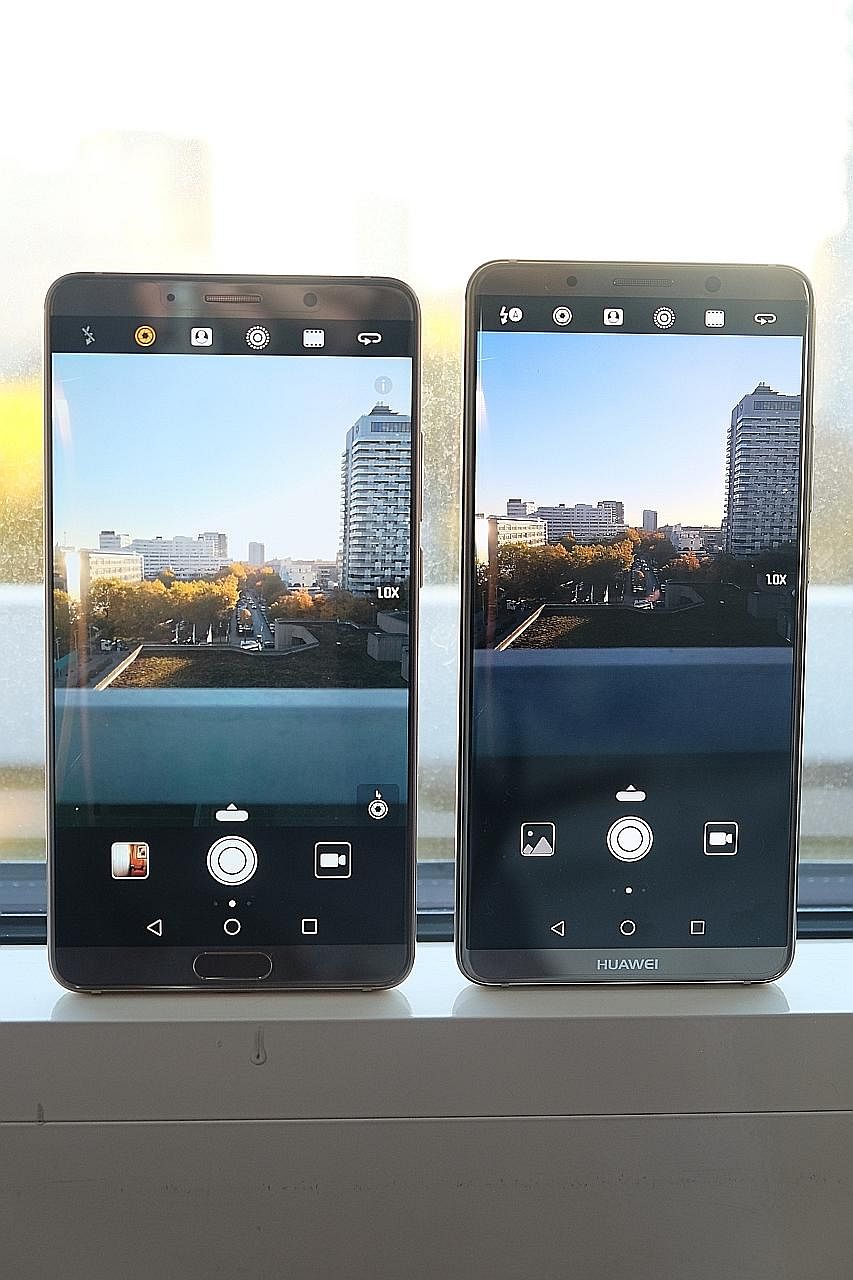 The Mate 10 (left) and Mate 10 Pro both have Leica cameras and also offer new features like an updated processor chip with in-built AI capabilities.