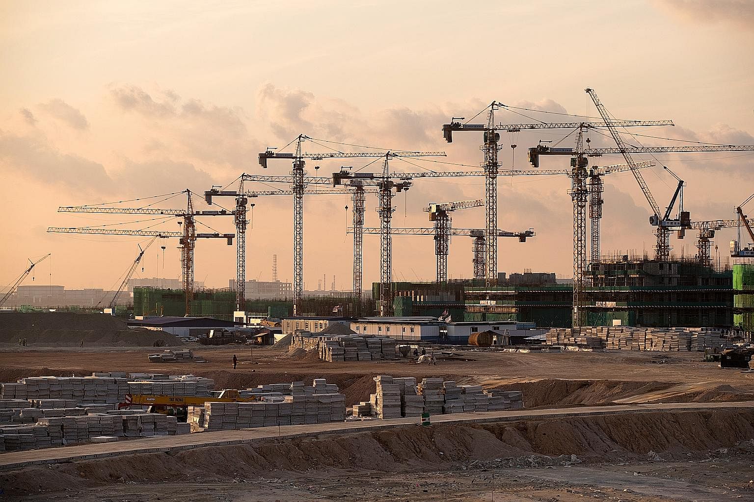 Cranes at the Forest City project in Johor. Malaysia's construction firms have seen great growth in the number of projects to execute, but there remains a concern over the glut in the property market.