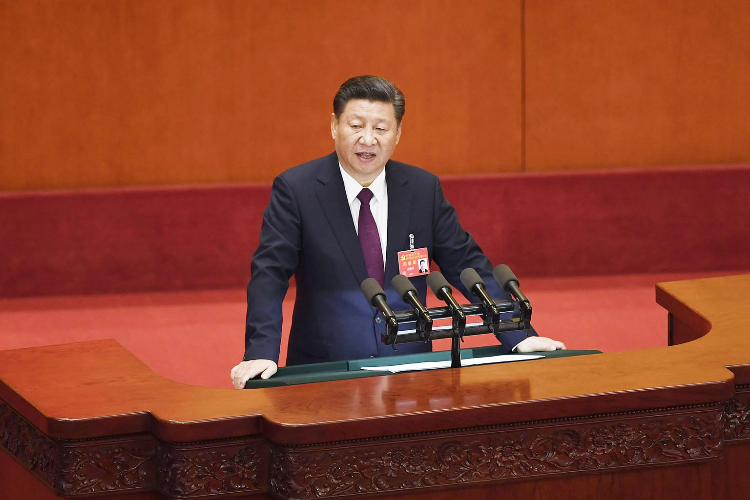 Chinese President Xi Jinping delivering a speech at the opening session of the Chinese Communist Party's Congress in Beijing on Oct 18. Mr Xi's most prominent policy initiative since he took power in 2012 has been his anti-corruption campaign.