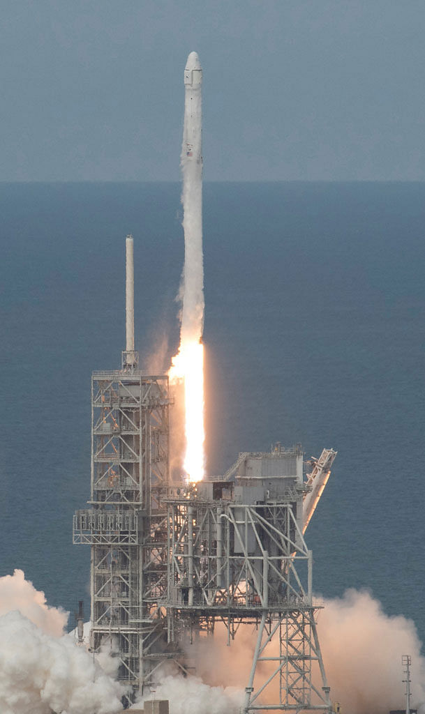 A SpaceX Falcon 9 rocket launched at Nasa's Kennedy Space Centre in Florida in June. US strategists fear a surprise attack on American assets in space.