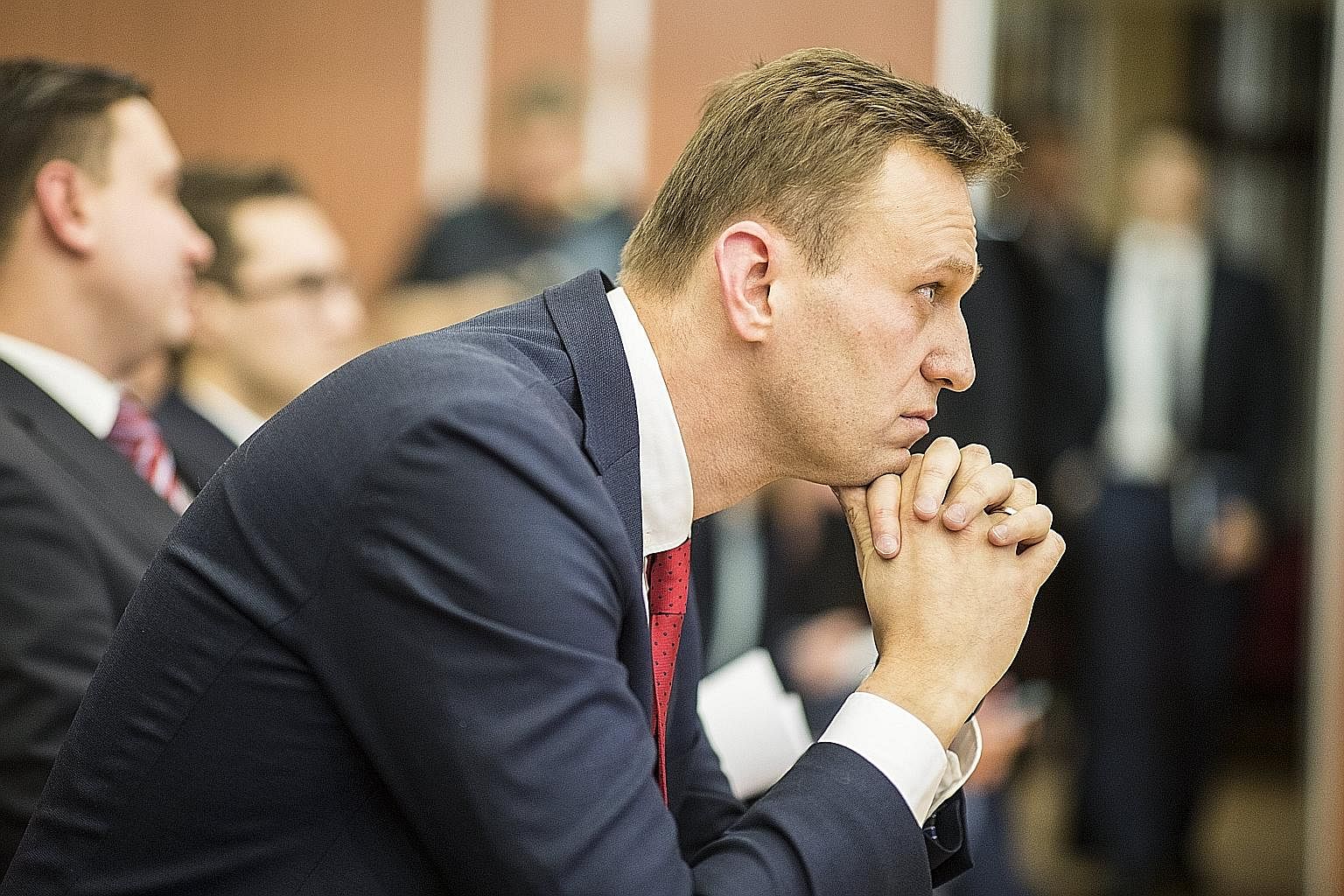 Opposition leader Alexei Navalny at the Russian Central Election Commission in Moscow on Monday, when he was found ineligible to be a presidential candidate next year because of a suspended prison sentence.