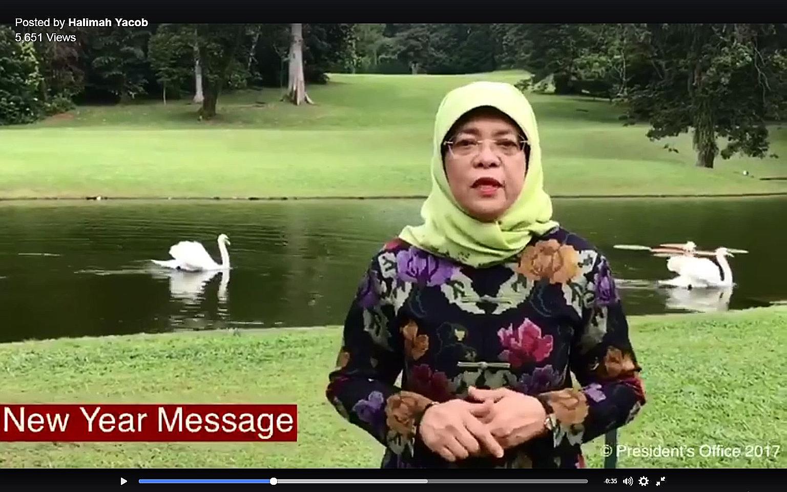 In her video message, President Halimah Yacob said Singapore's strengths are evident "in the way we respect our religious and cultural diversity, in the way we provide opportunities for everyone, and in the way we value social cohesion".