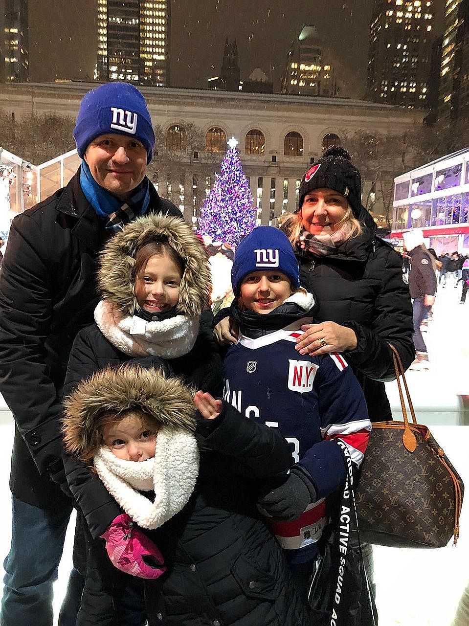 ChildAid star Lilo Baier (second from left) with her family - father Wolfgang Baier, sister Luna, brother Luca and mother Nicole - in New York. Lilo performed in the prestigious Carnegie Hall on Dec 16, singing to a sold-out audience How Far I'll Go,