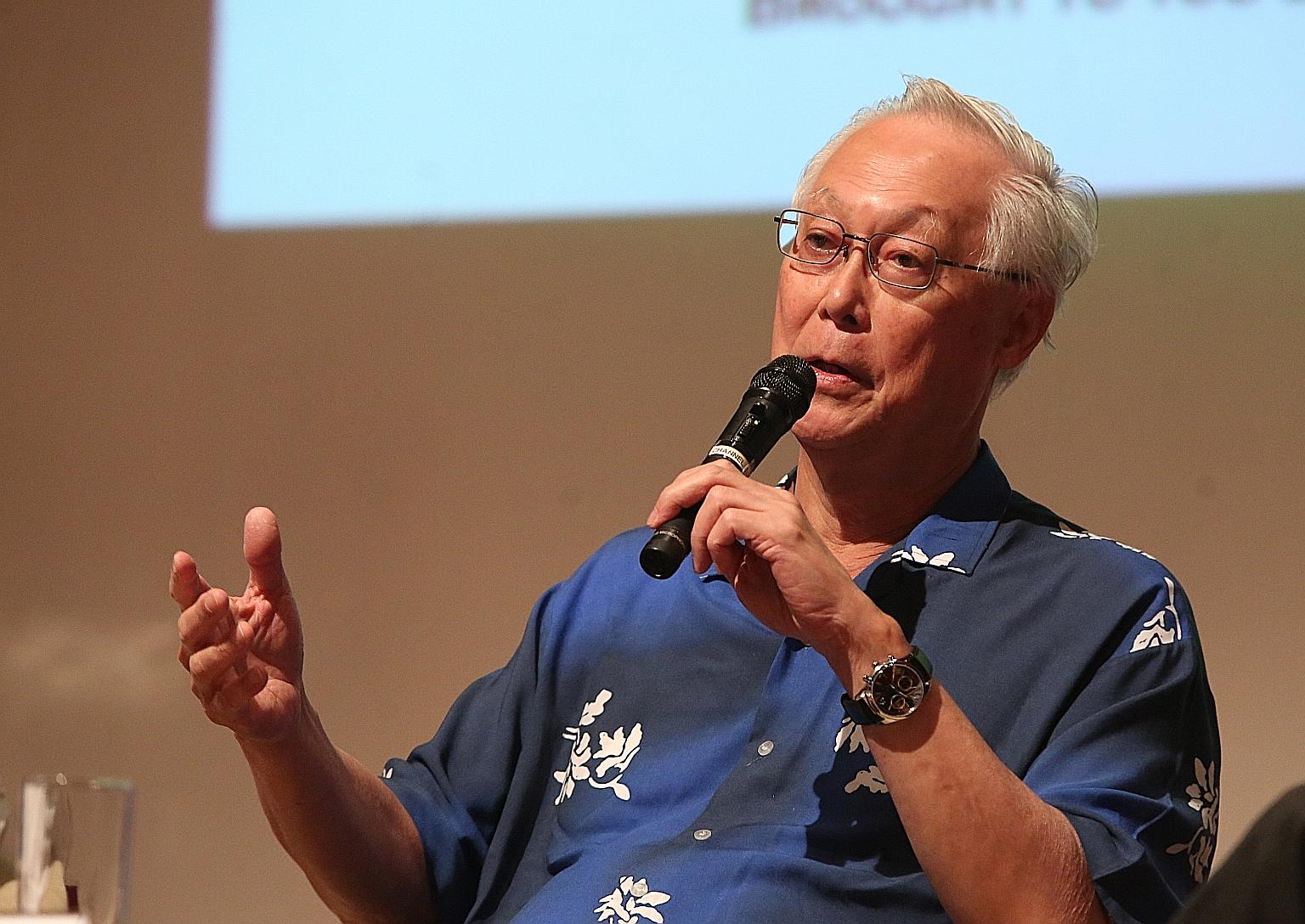 Mr Goh Chok Tong at the youth awards ceremony yesterday in his Marine Parade constituency.