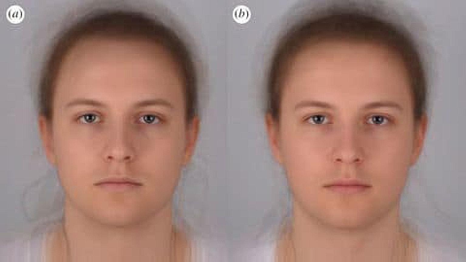 Scientists combined 16 portraits into a composite image - the "sick" face (far left), and the healthy one.