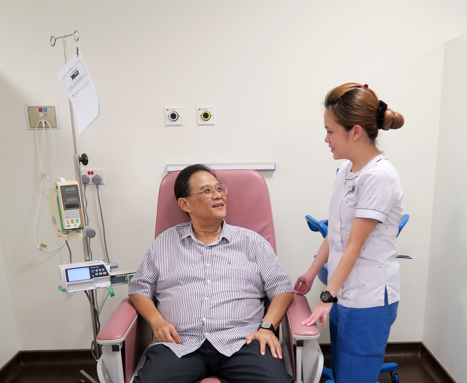 Retired business owner Jimmy Chin, who underwent a liver transplant and had a serious bacterial infection, is one of the patients who have gone for speedier antibiotic infusions at the National University Hospital.