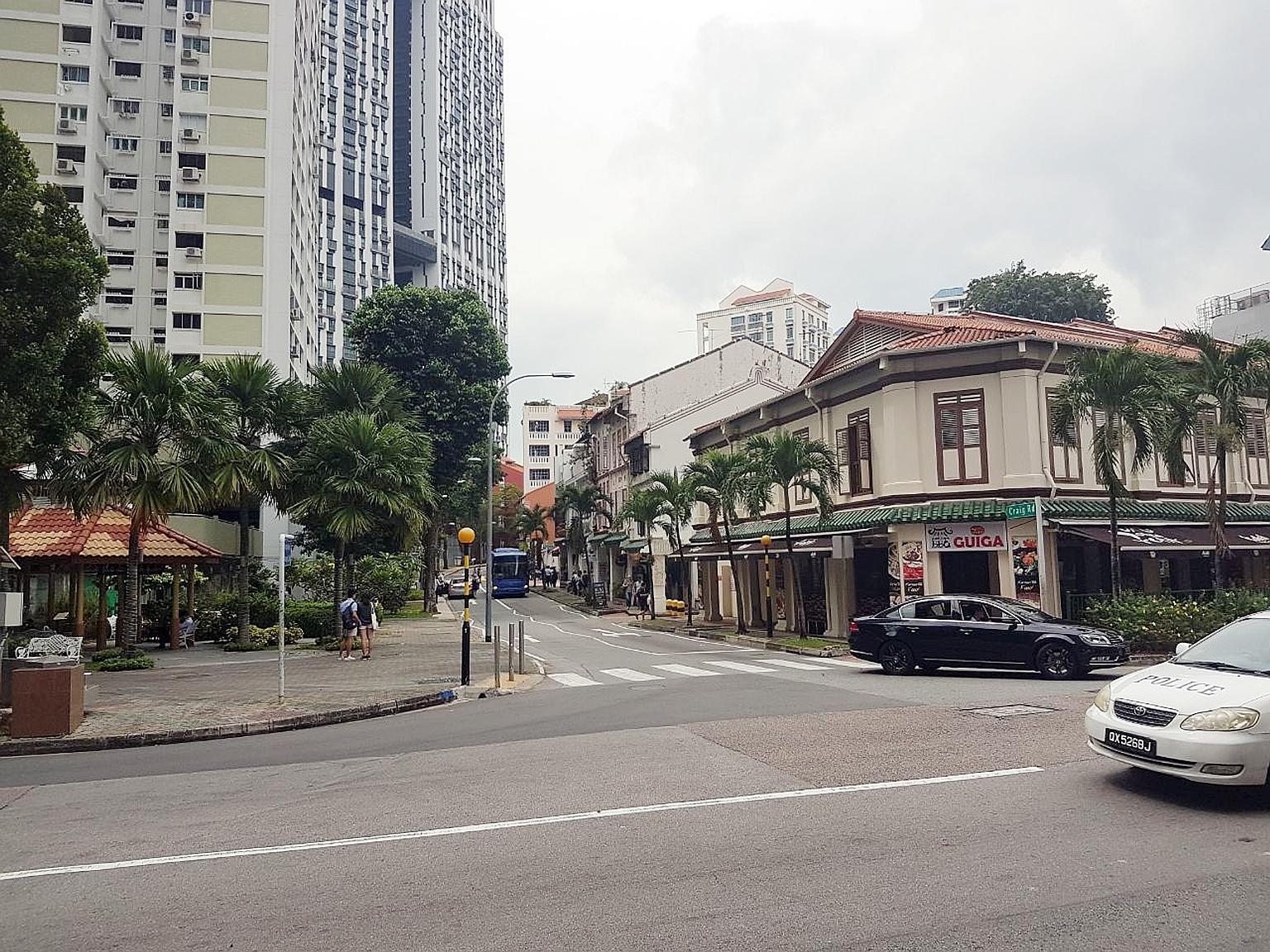 The junction of Craig Road and Tanjong Pagar Road where a flash flood occurred on Wednesday. The junction is one of 55 areas PUB identified as hot spots that might experience flash floods due to intense storms.