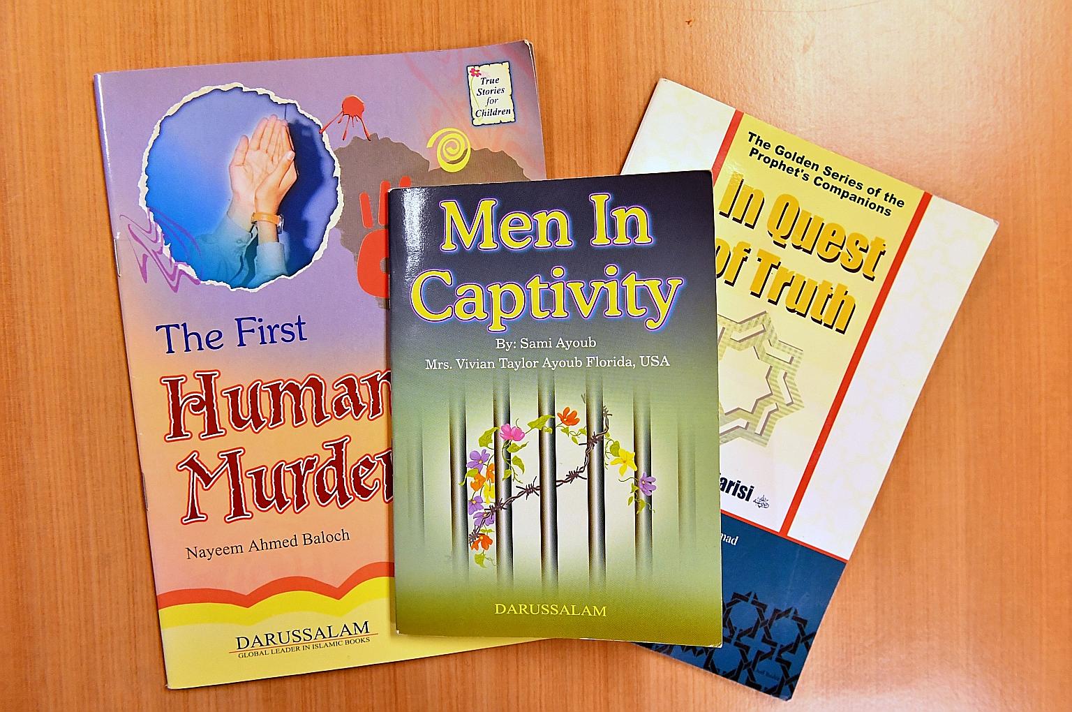 The children's books are being sold for just a few dollars each at a prominent religious bookstore at Golden Landmark Mall on Victoria Street.