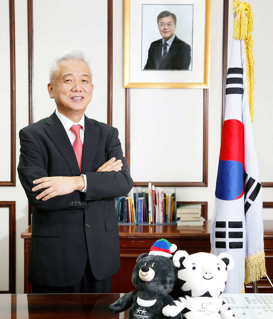 Mr Lee Sang Deok in his office at the Singapore embassy before he was suddenly recalled to South Korea on Monday. Mr Lee was director-general of North-east Asian affairs at South Korea's Foreign Ministry when he spearheaded the negotiations with Japa
