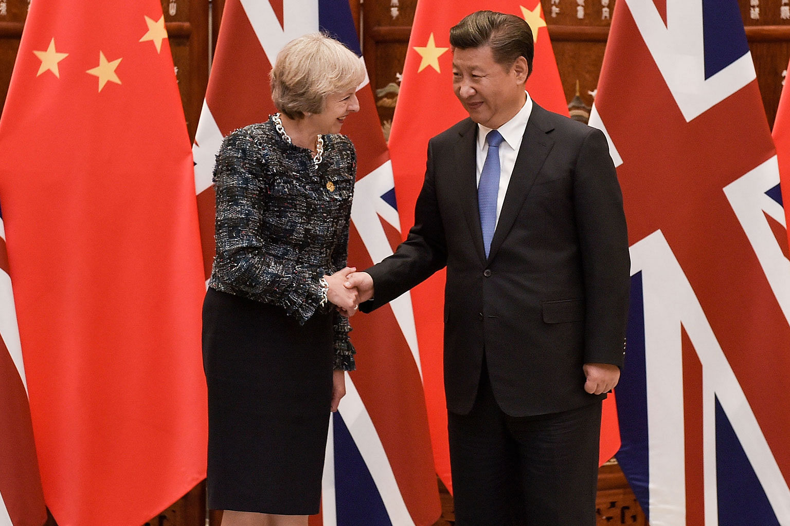 Chinese President Xi Jinping with British Prime Minister Theresa May during the Group of 20 summit in Hangzhou, China, in 2016.