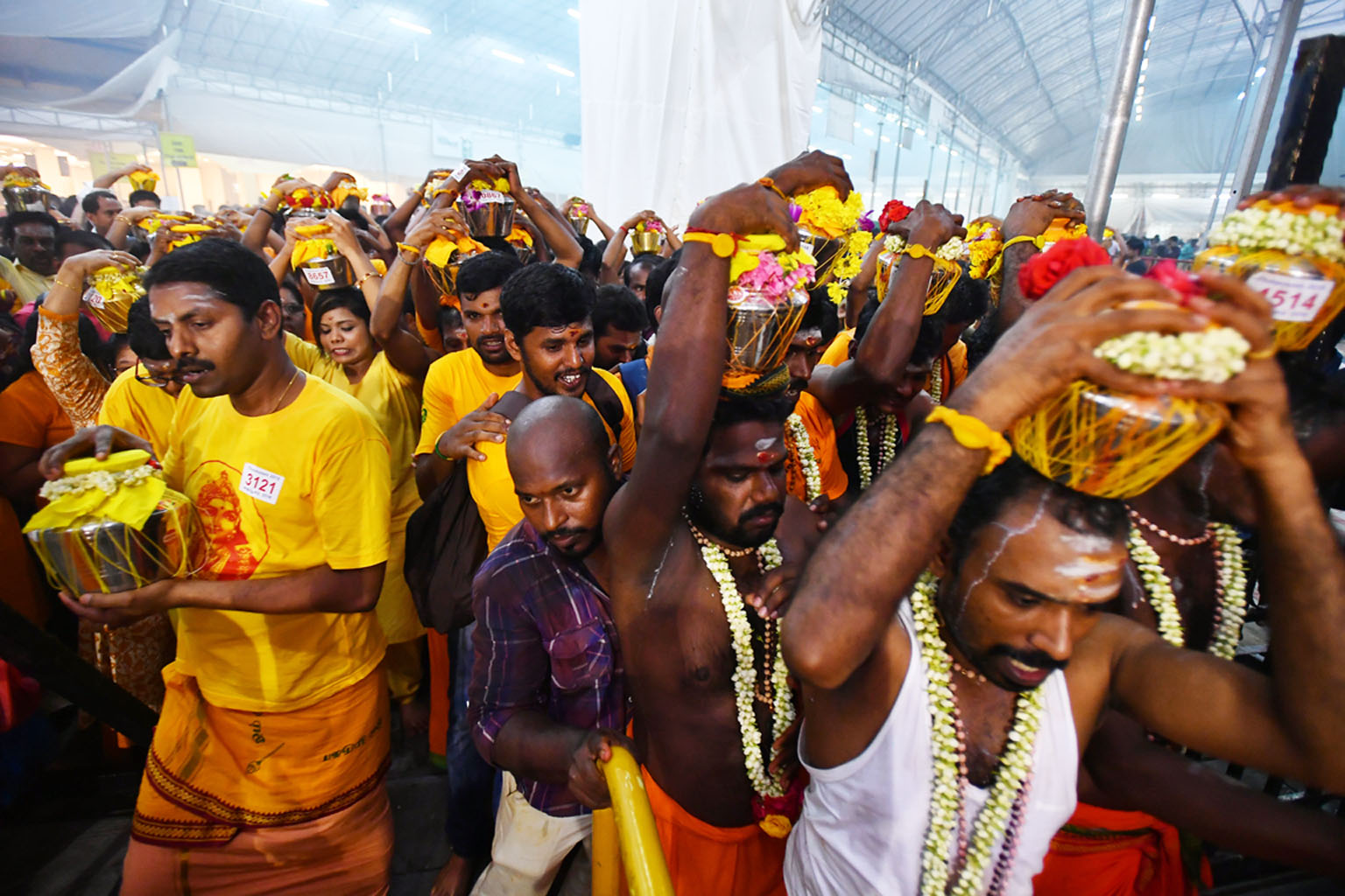 Thousands of Hindu devotees started on the annual Thaipusam procession earlier yesterday, walking from Sri Srinivasa Perumal Temple in Serangoon Road to Sri Thendayuthapani Temple in Tank Road, about 3km away. This year's procession will, for the fir