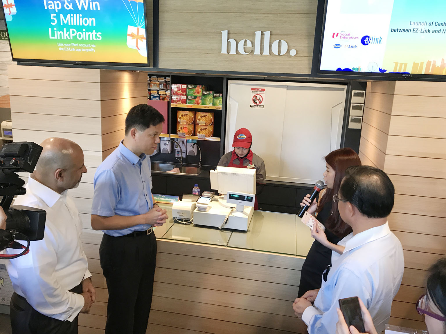 NTUC secretary-general Chan Chun Sing at the launch of the partnership between EZ-Link and NTUC Link at the Cheers convenience store at Tampines MRT station yesterday. In the second quarter of this year, Cheers customers can top up their ez-link card