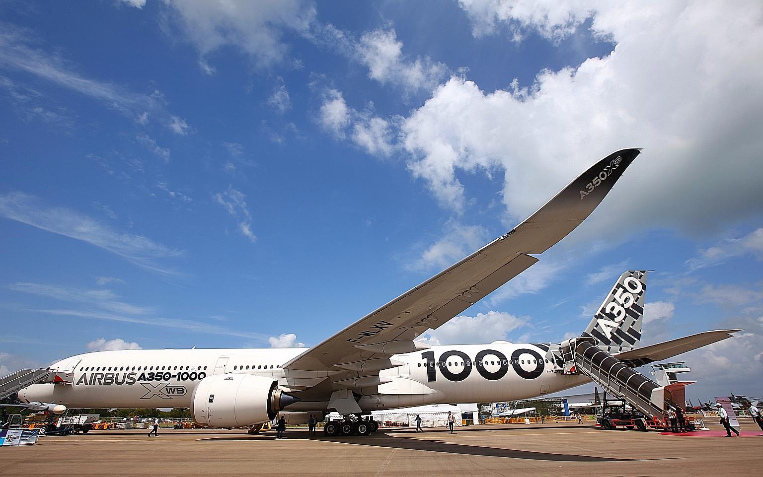 Airbus' 366-seat A350-1000 is in Singapore for the first time, and will be on static display at the Singapore Airshow until Thursday.