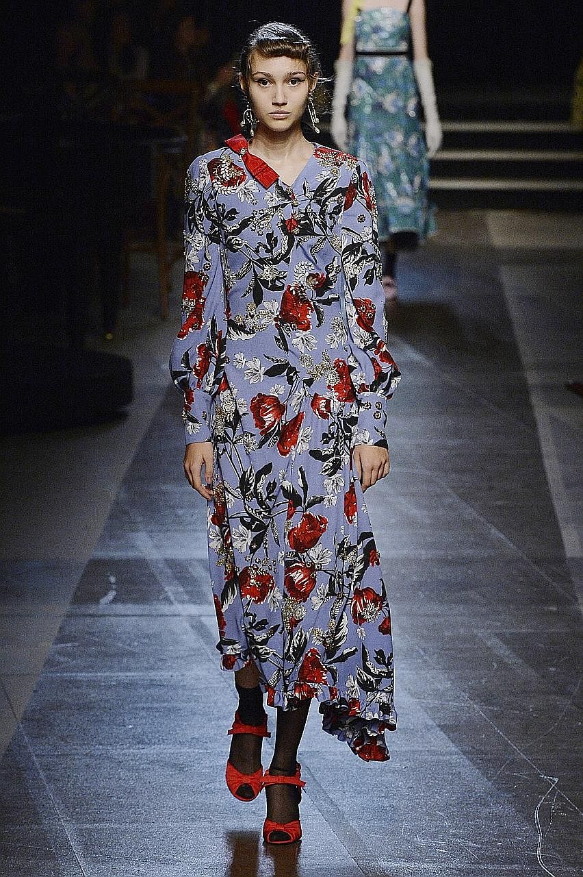 Floral prints were featured at the Erdem Spring/Summer 2018 fashion show in London.