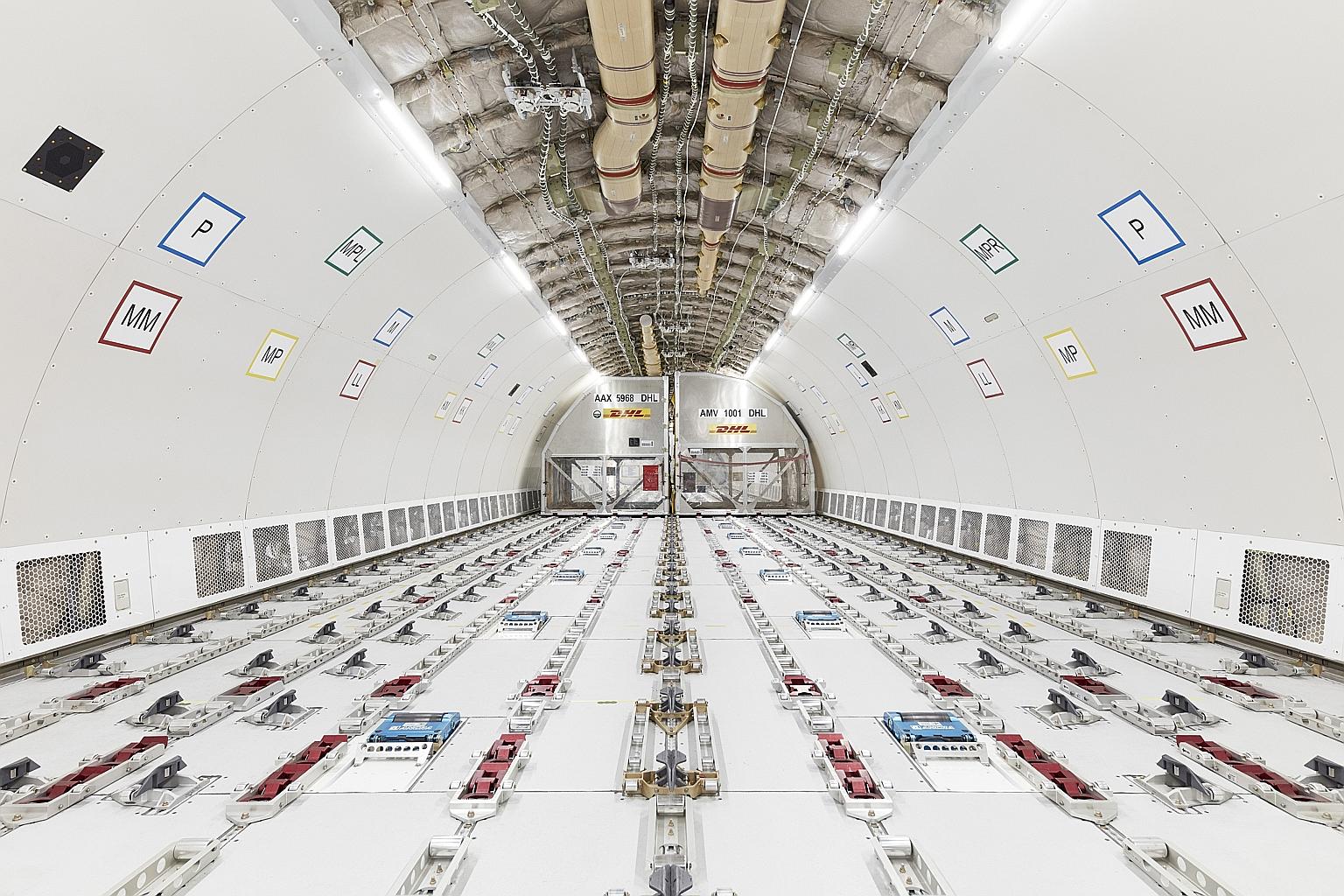 The interior of an A330-300P2F that was delivered to DHL Express last year. With more than 400 conversions under its belt, ST Aerospace is one of the world's largest passenger-to-freighter aircraft conversion houses.