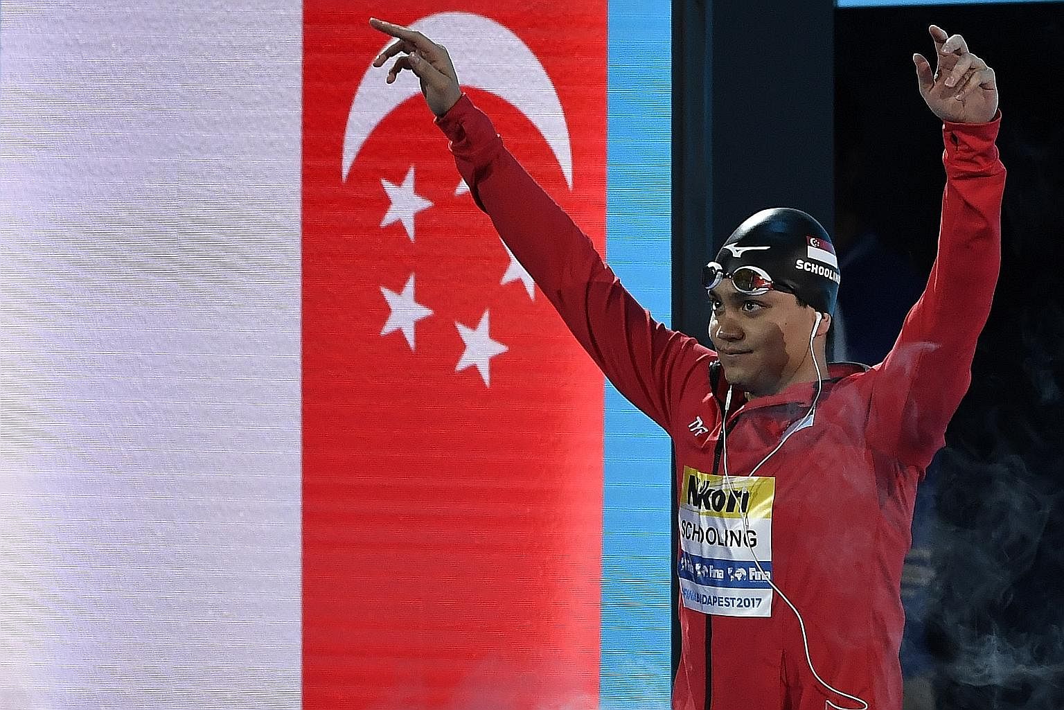 Joseph Schooling before the men's 100m butterfly final in Budapest, Hungary last year, when he clocked 50.83sec to finish joint-third with Briton James Guy, behind winner Caeleb Dressel.