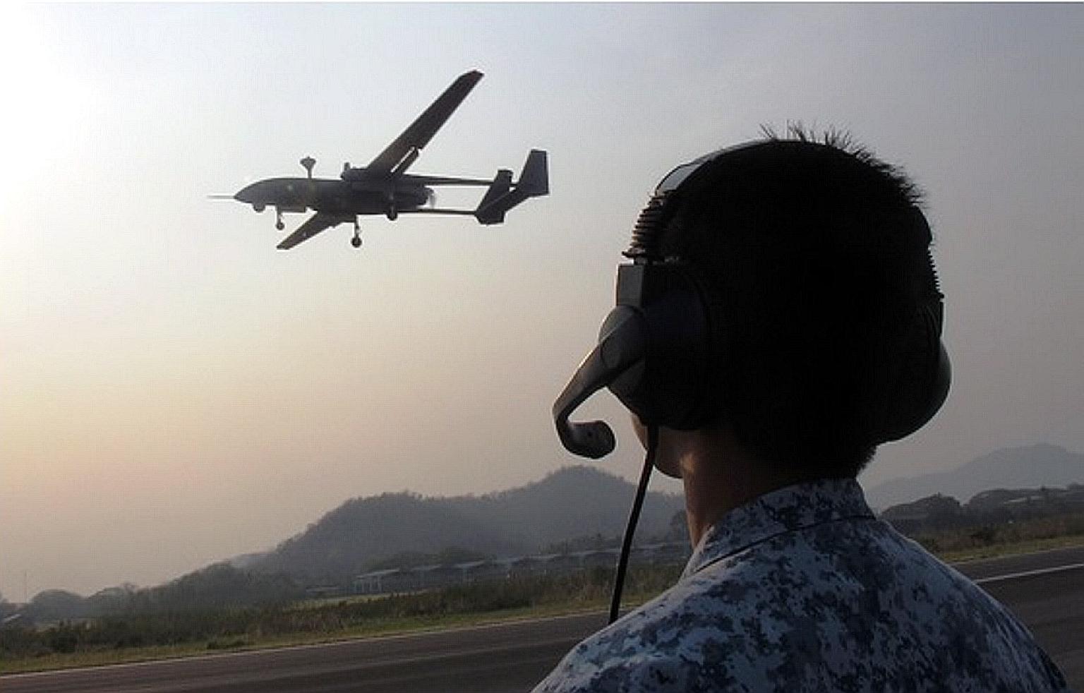 The Heron-1 unmanned aerial vehicle (UAV) in a training exercise in Thailand in 2016. The RSAF first used UAVs in the late 1970s, and upgraded its platforms with the Heron 1 turning fully operational last year.