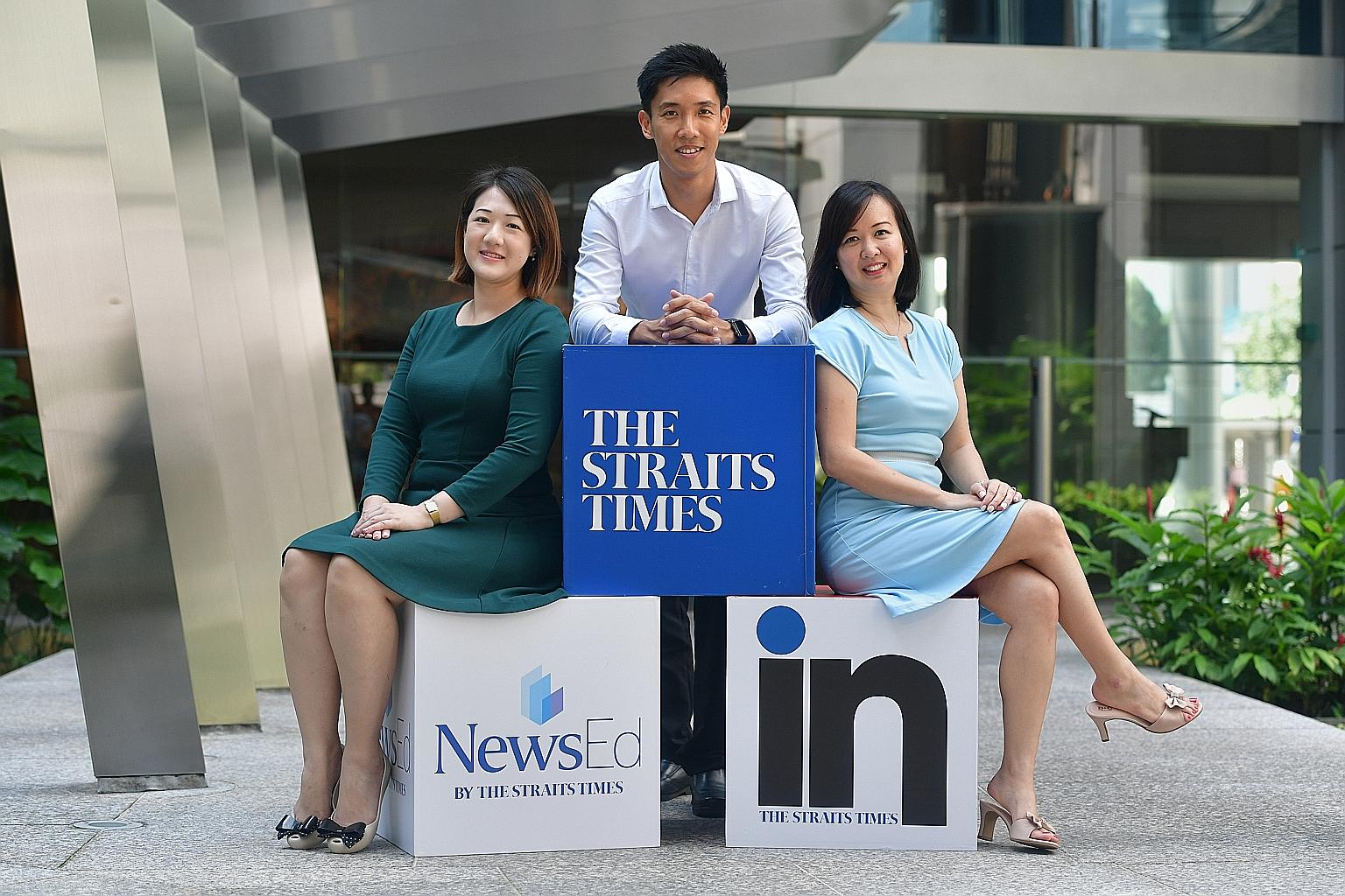 ST Schools correspondent David Tay with ST IN contributors Elaine Chong (left) and Adeline Ng. They have all been O-level oral examiners during their time as educators.