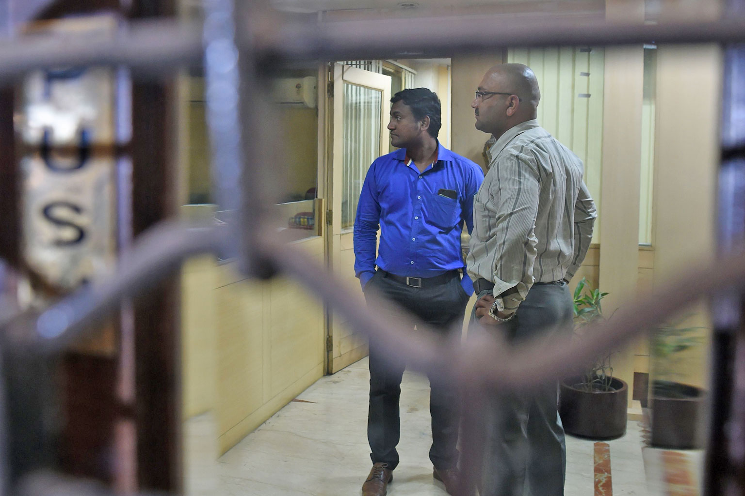Officers and bank staff at the Brady House branch of the Punjab National Bank.