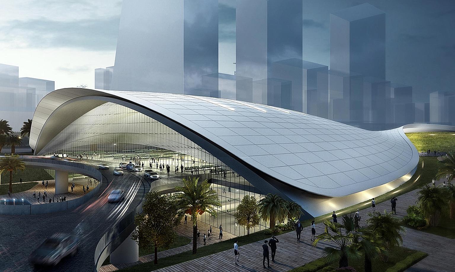 An artist's impression of the proposed Kuala Lumpur-Singapore High Speed Rail (HSR) terminal in Jurong East. Dr Vivian Balakrishnan said long-term strategic projects like the HSR service "give us all a greater stake in each other's success, and demon