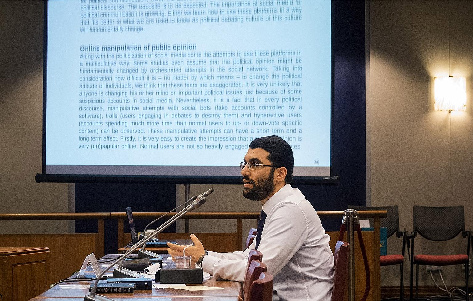 Fake news can be used to shape political agendas but is unlikely to alter one's political view, said Mr Morteza Shahrezaye.