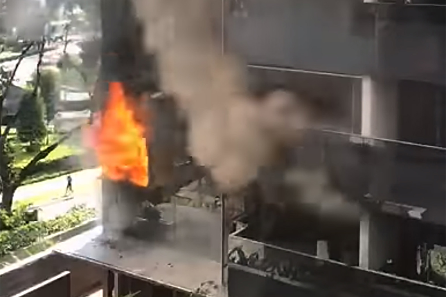 The fire hit the master bedroom of a second-floor condo unit. No one was at home then.