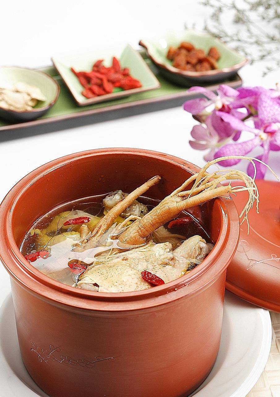 Chilli Padi Confinement's Ginseng Chicken. Companies such as RichFood Catering try to minimise repetition of dishes.