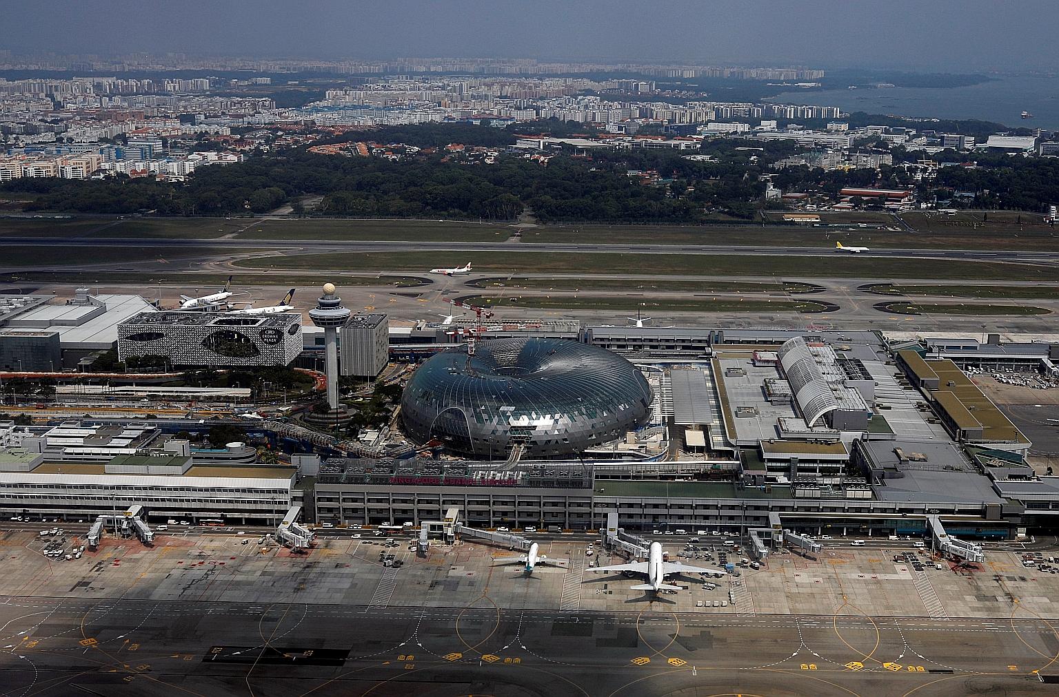 From the air, Changi Airport's future Jewel is a glittering sight. When completed, Jewel Changi Airport, slated to open early next year, will shine with more than 9,600 pieces of glass, specially made in the United States, that frame its facade. The 